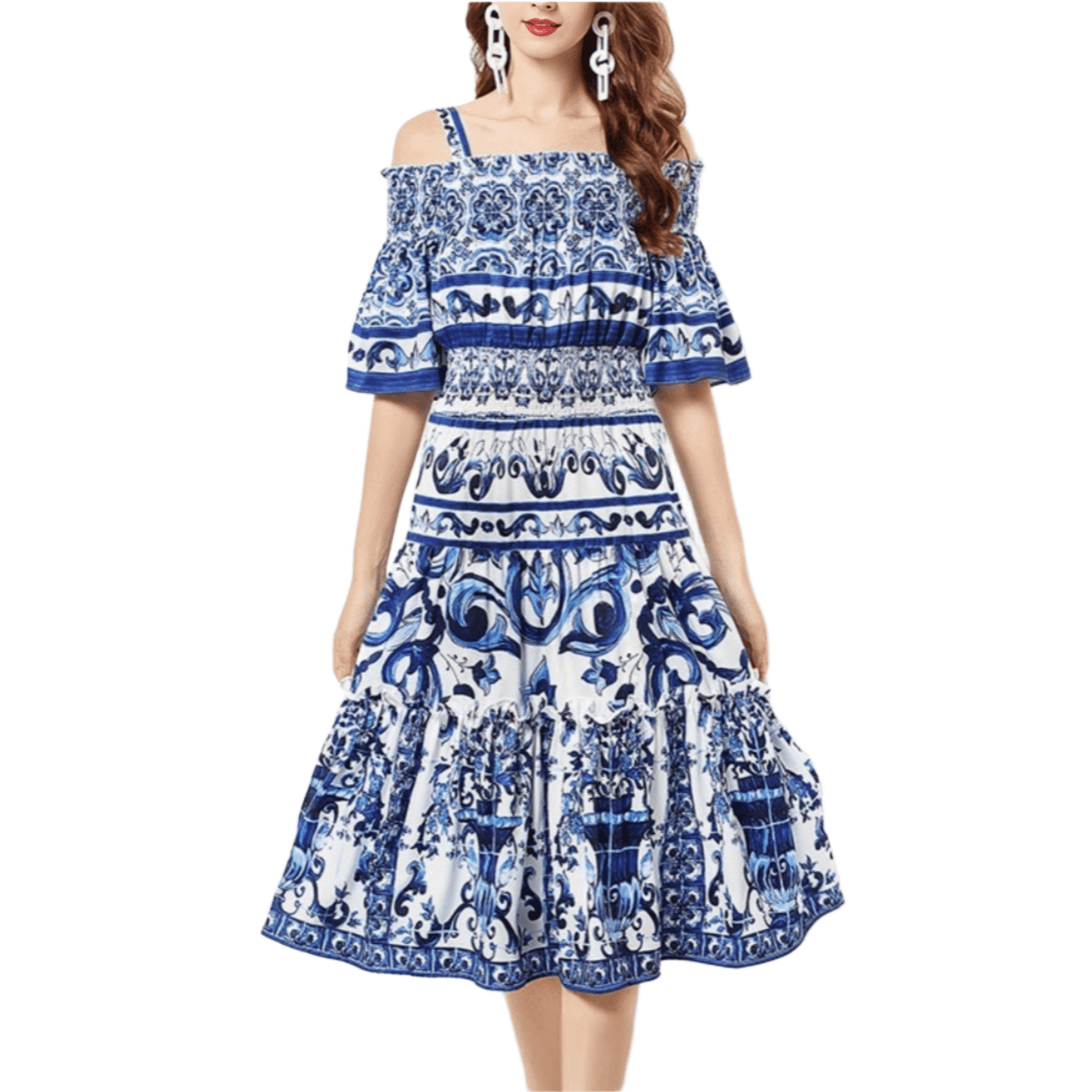 blue midi length dress