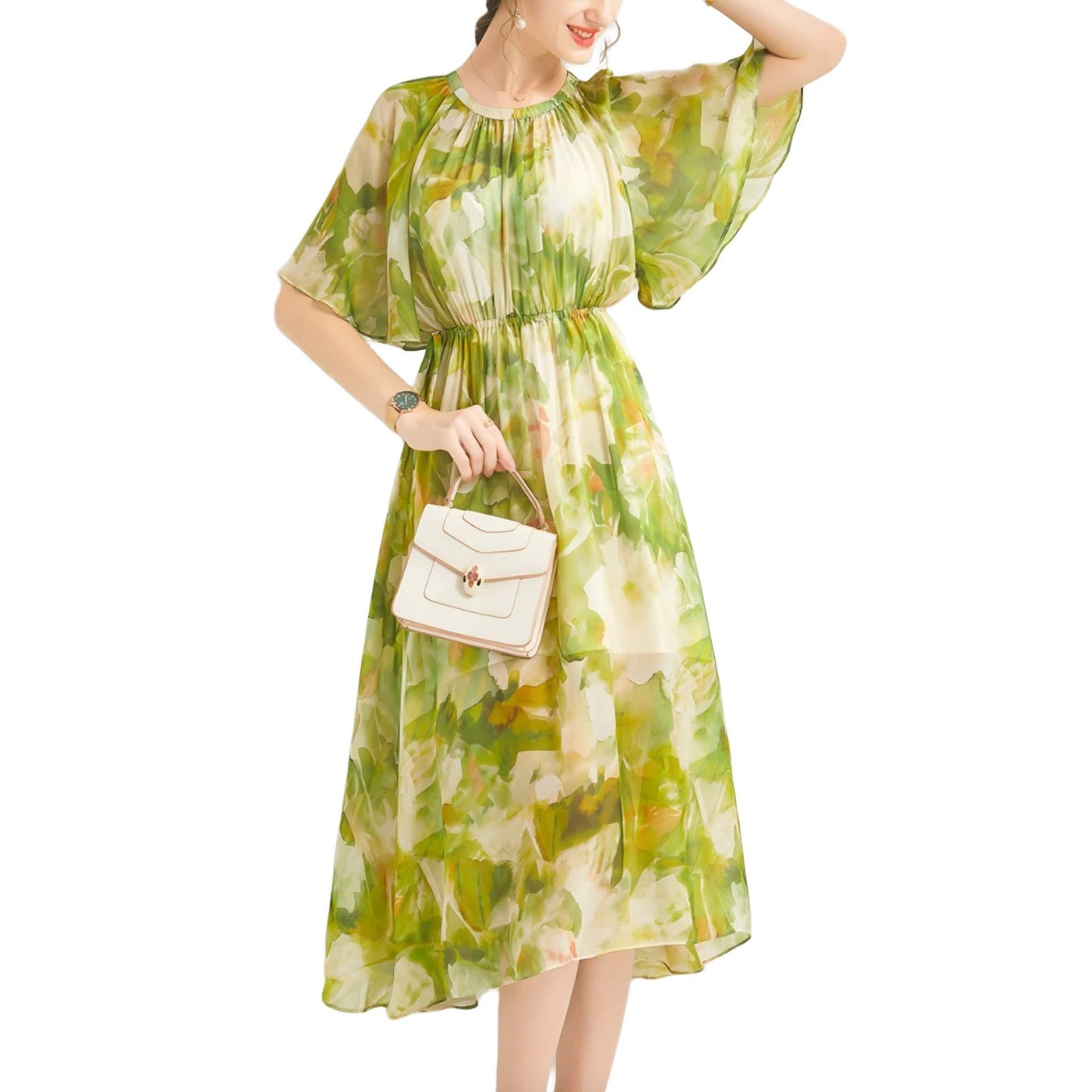 green summer floral dress
