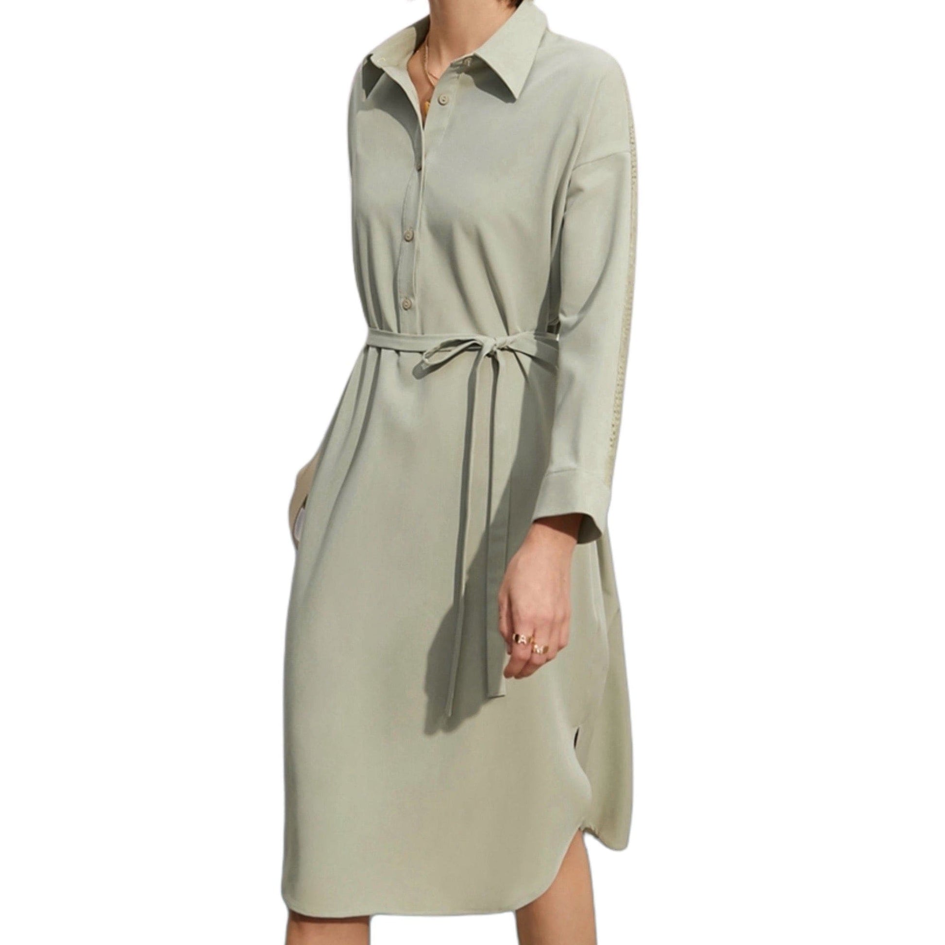 knee length shirt dress Lace Patchwork Knee-length Shirt Dress – CEEN FASHION