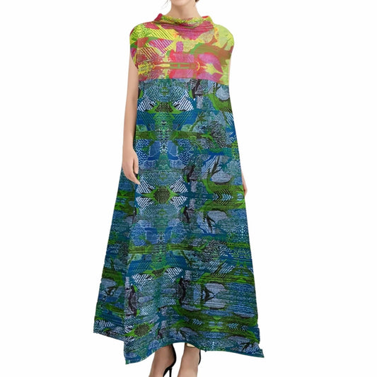 Pleated Pink Green Jalabiya