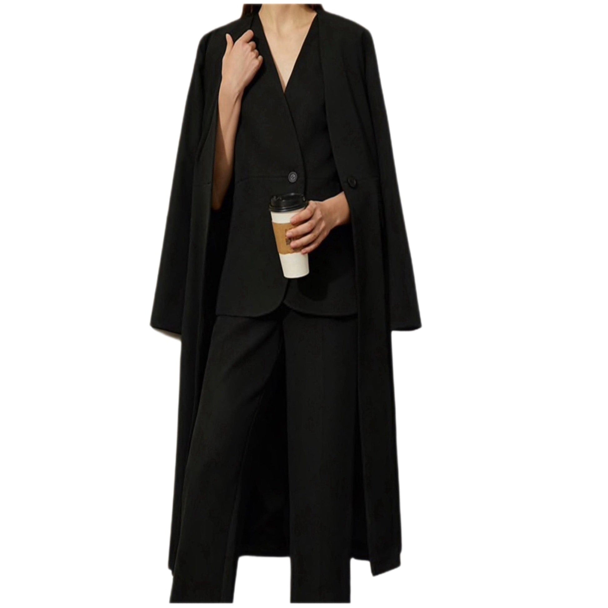 black calf length coat