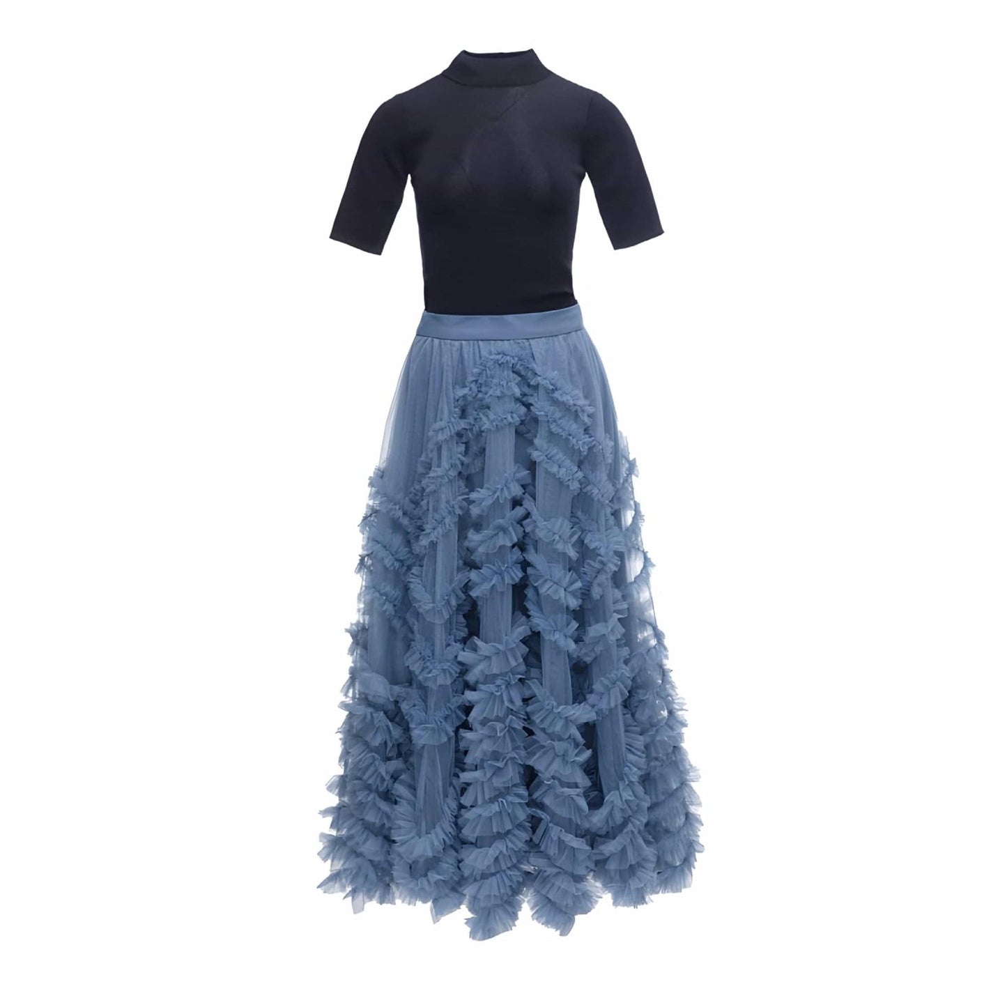 blue French casual skirt