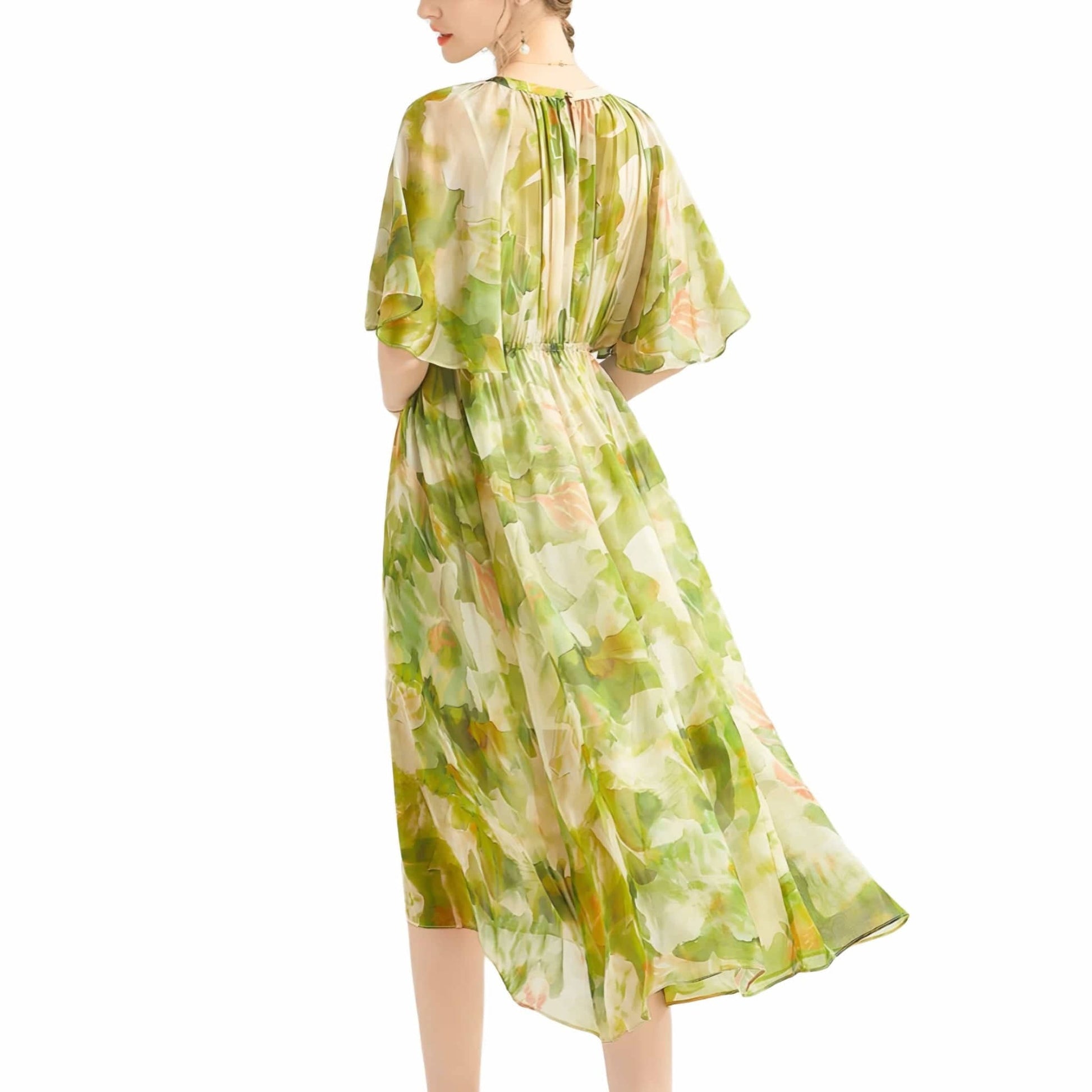 green floral dress