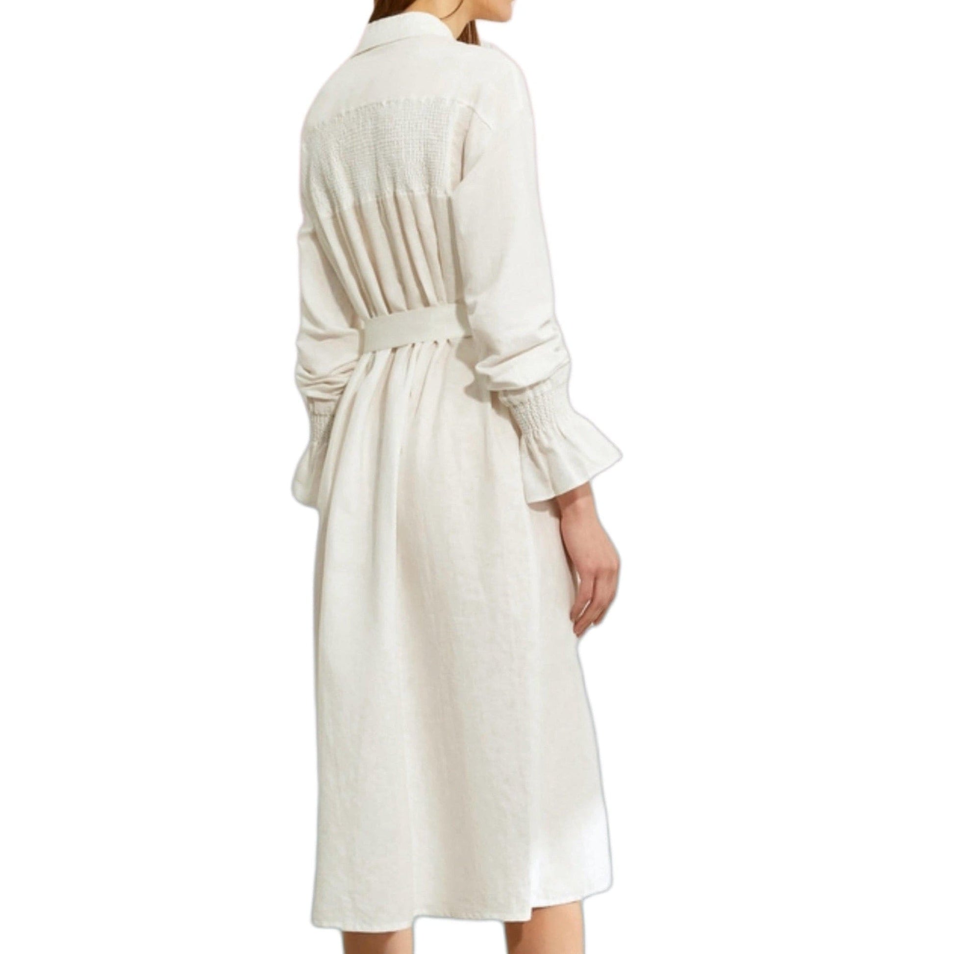 Ruffle Cuff White Shirt Dress CEEN FASHION Ruffle Cuff White Shirt Dress CEEN FASHION