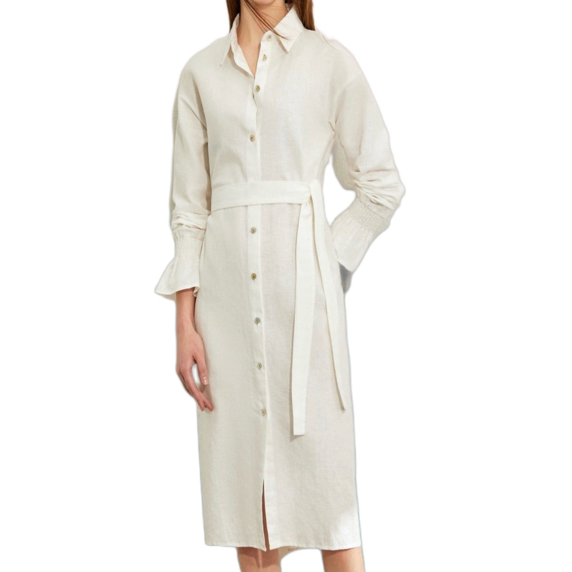 Ruffle Cuff White Shirt Dress – CEEN FASHION